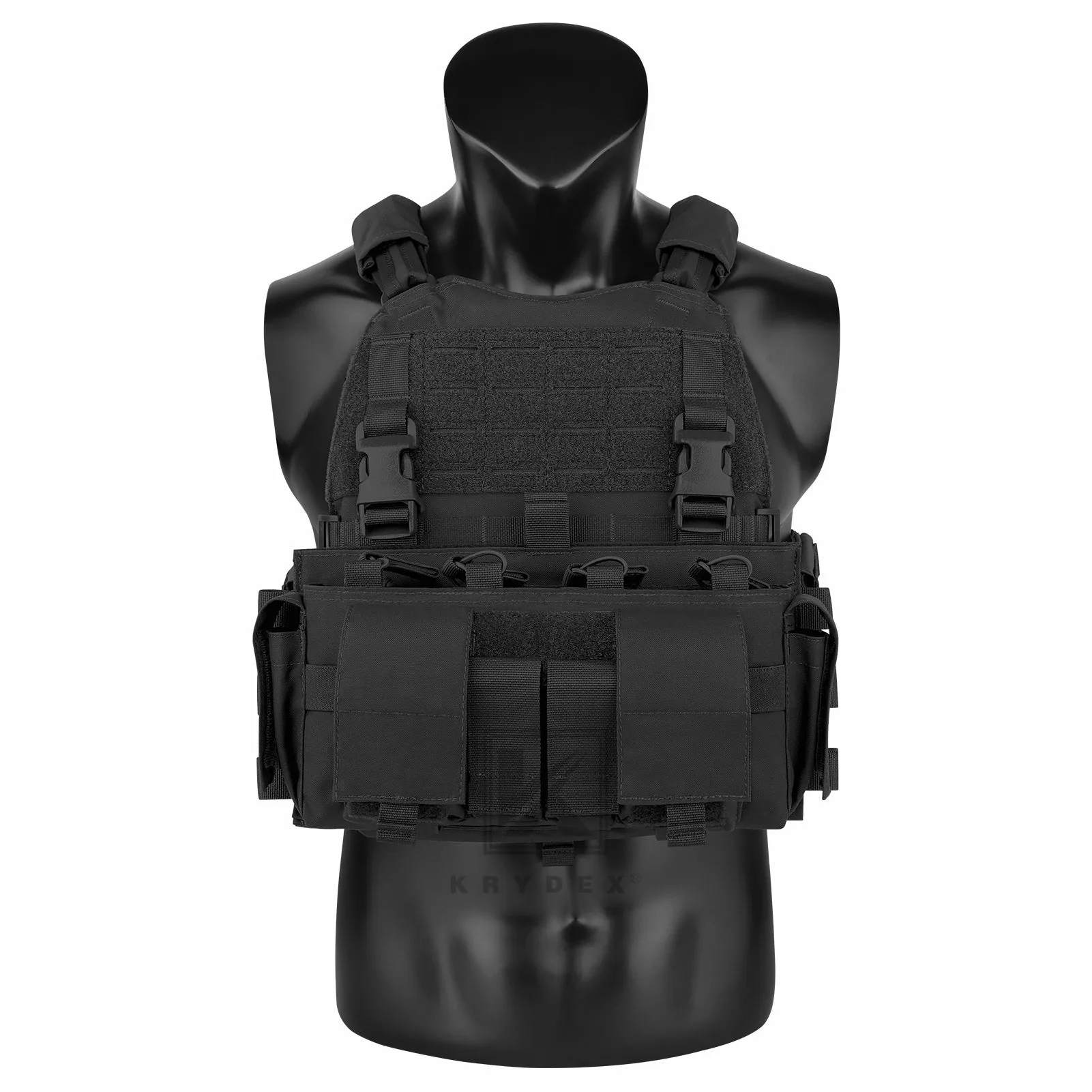 KRYDEX Tactical SCARAB Plate Carrier Heavy Duty Modular MOLLE Vest   MF IV Placard 556 & 9mm Magazine Pouch