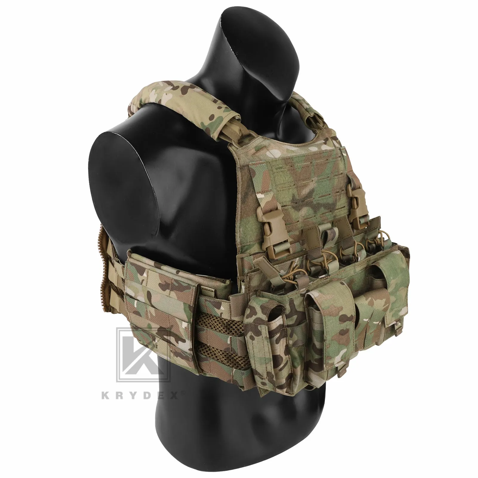 KRYDEX Tactical SCARAB Plate Carrier Heavy Duty Modular MOLLE Vest   MF IV Placard 556 & 9mm Magazine Pouch