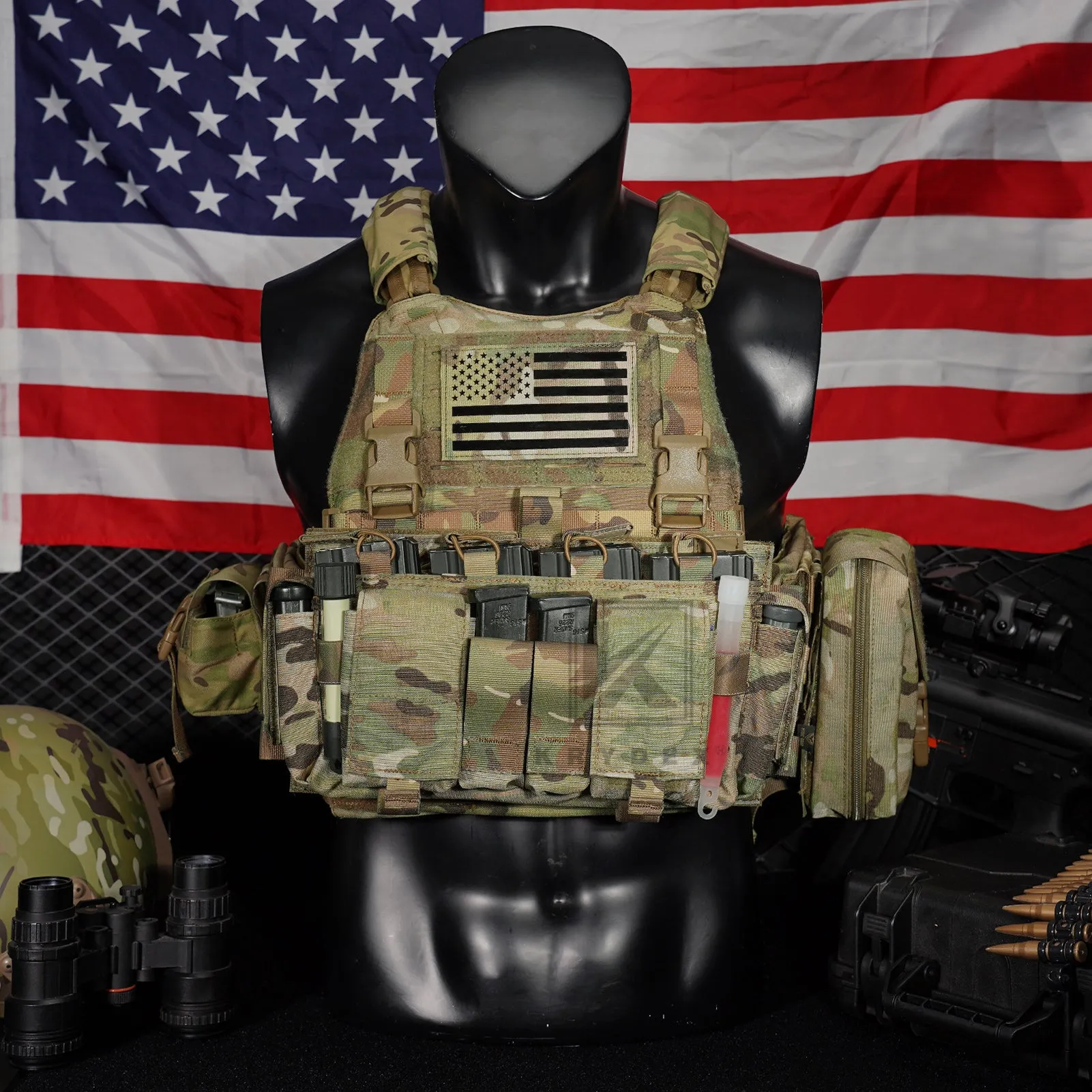 KRYDEX Tactical SCARAB Plate Carrier Heavy Duty Modular MOLLE Vest   MF IV Placard 556 & 9mm Magazine Pouch