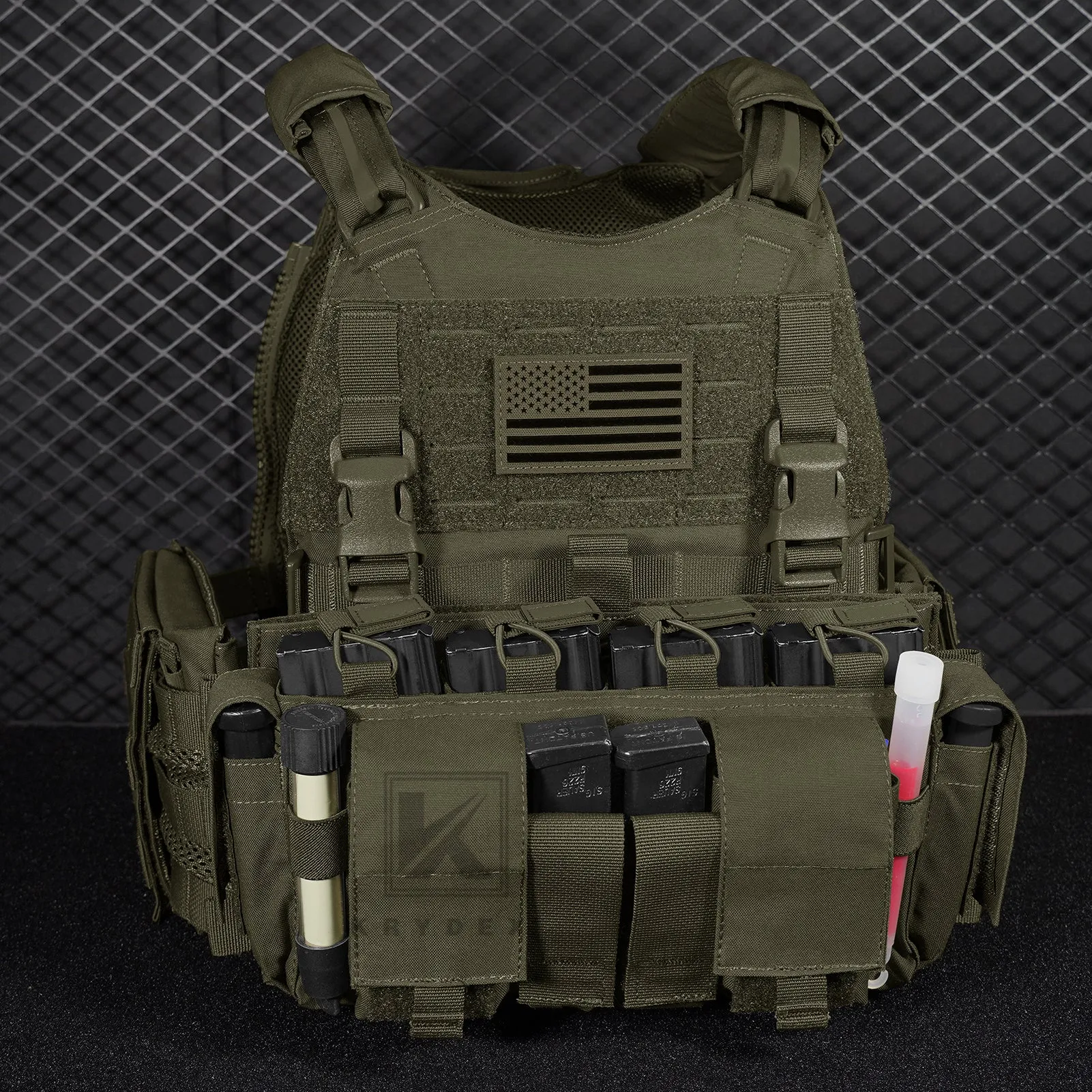 KRYDEX Tactical SCARAB Plate Carrier Heavy Duty Modular MOLLE Vest   MF IV Placard 556 & 9mm Magazine Pouch