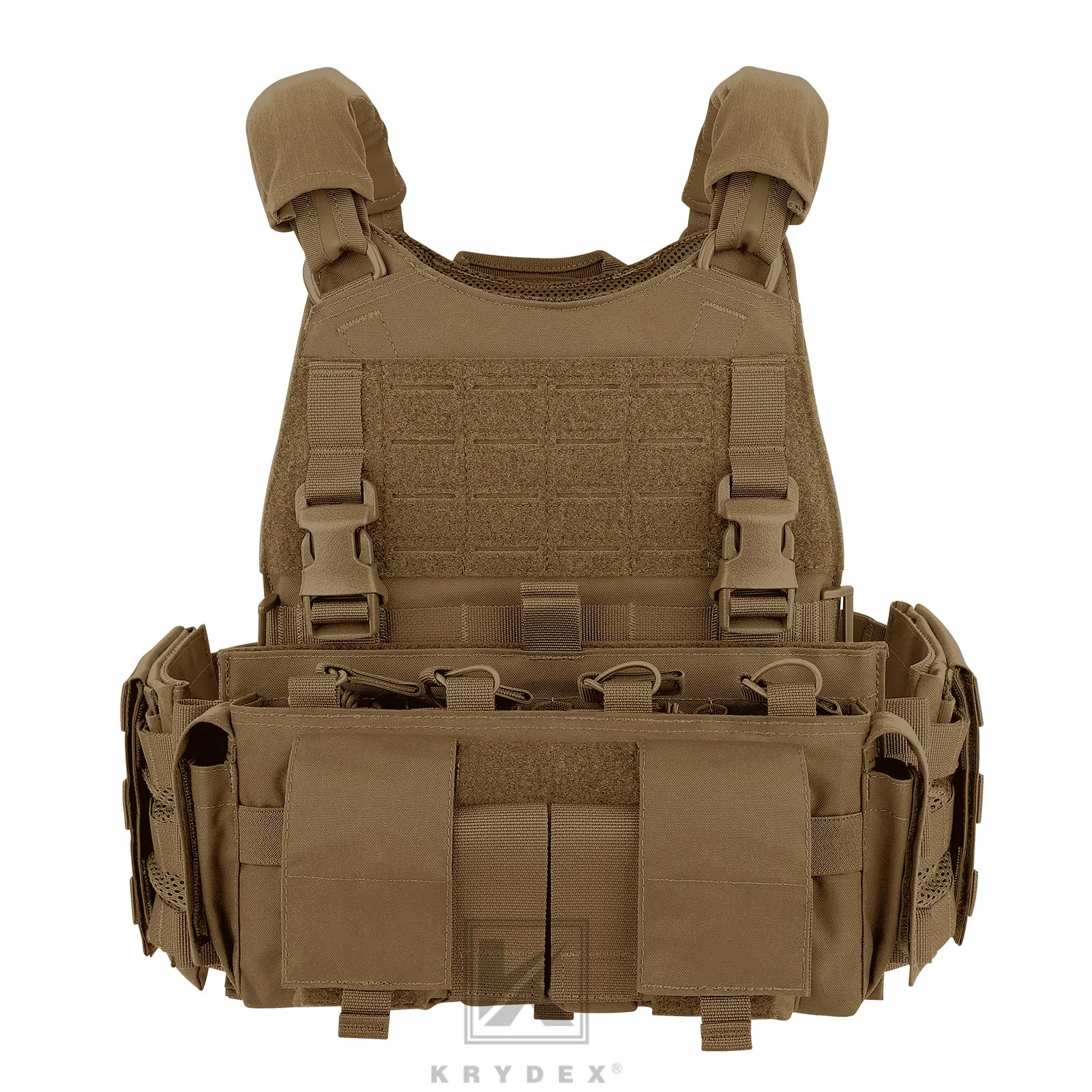 KRYDEX Tactical SCARAB Plate Carrier Heavy Duty Modular MOLLE Vest   MF IV Placard 556 & 9mm Magazine Pouch