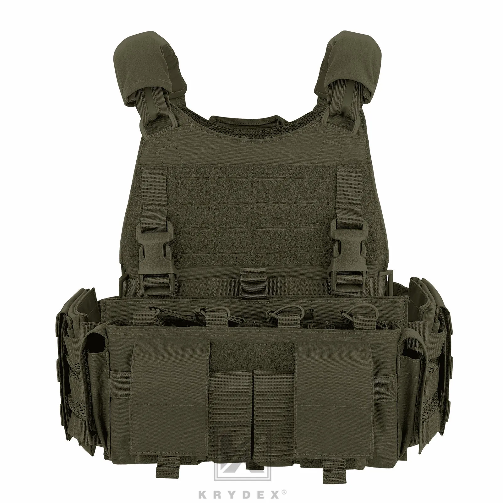 KRYDEX Tactical SCARAB Plate Carrier Heavy Duty Modular MOLLE Vest   MF IV Placard 556 & 9mm Magazine Pouch