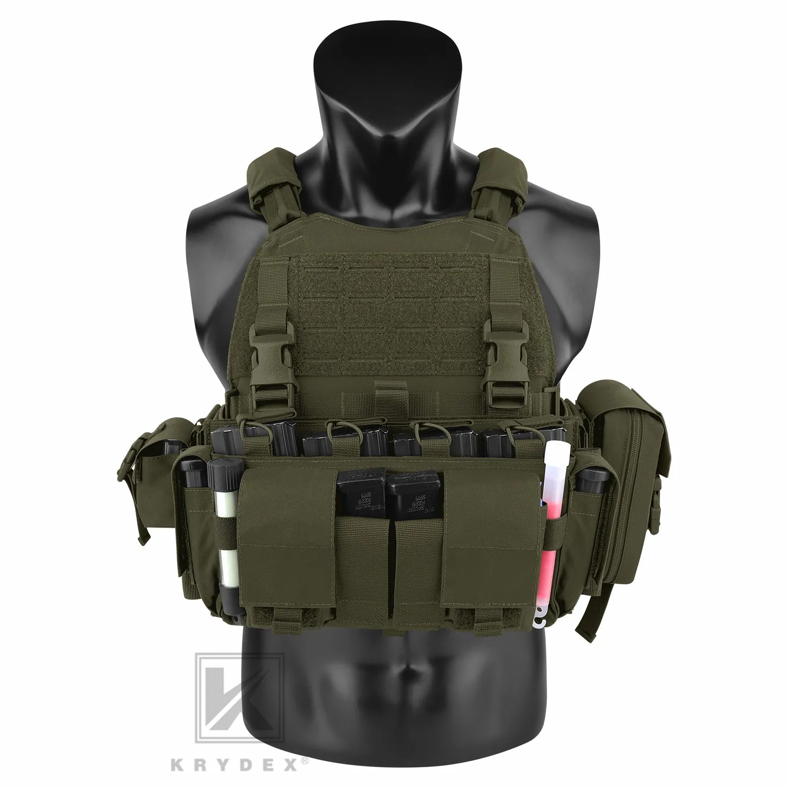 KRYDEX Tactical SCARAB Plate Carrier Heavy Duty Modular MOLLE Vest   MF IV Placard 556 & 9mm Magazine Pouch