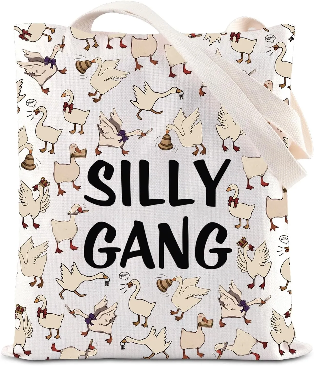 KUIYAI Silly Gang Inspired Tote Bag Goose Bumps Canvas Bag Silly Goose Club Gift Funny Goose Game Gift Goose Duck Lovers Gift