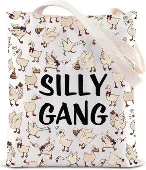 KUIYAI Silly Gang Inspired Tote Bag Goose Bumps Canvas Bag Silly Goose Club Gift Funny Goose Game Gift Goose Duck Lovers Gift