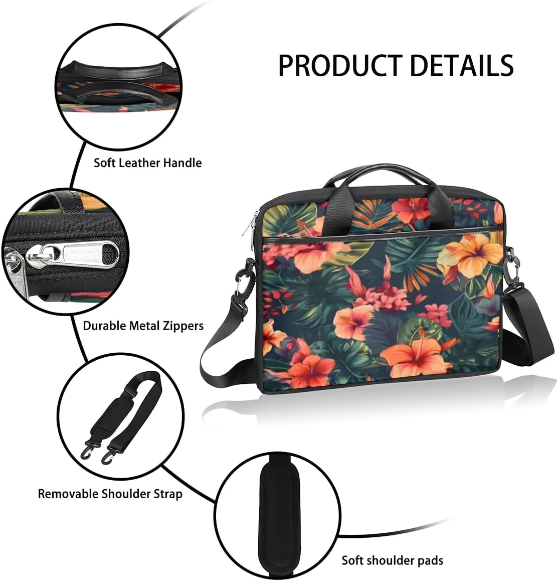 Laptop Bag for Women Men Waterproof Laptop Shoulder Bag 14-15.6 Inch Computer Messenger Bag Carrying Case