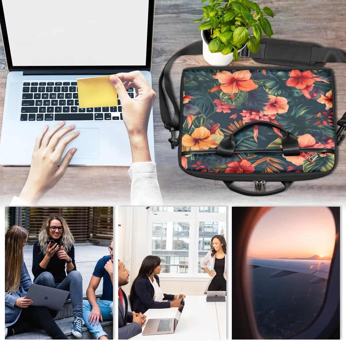 Laptop Bag for Women Men Waterproof Laptop Shoulder Bag 14-15.6 Inch Computer Messenger Bag Carrying Case