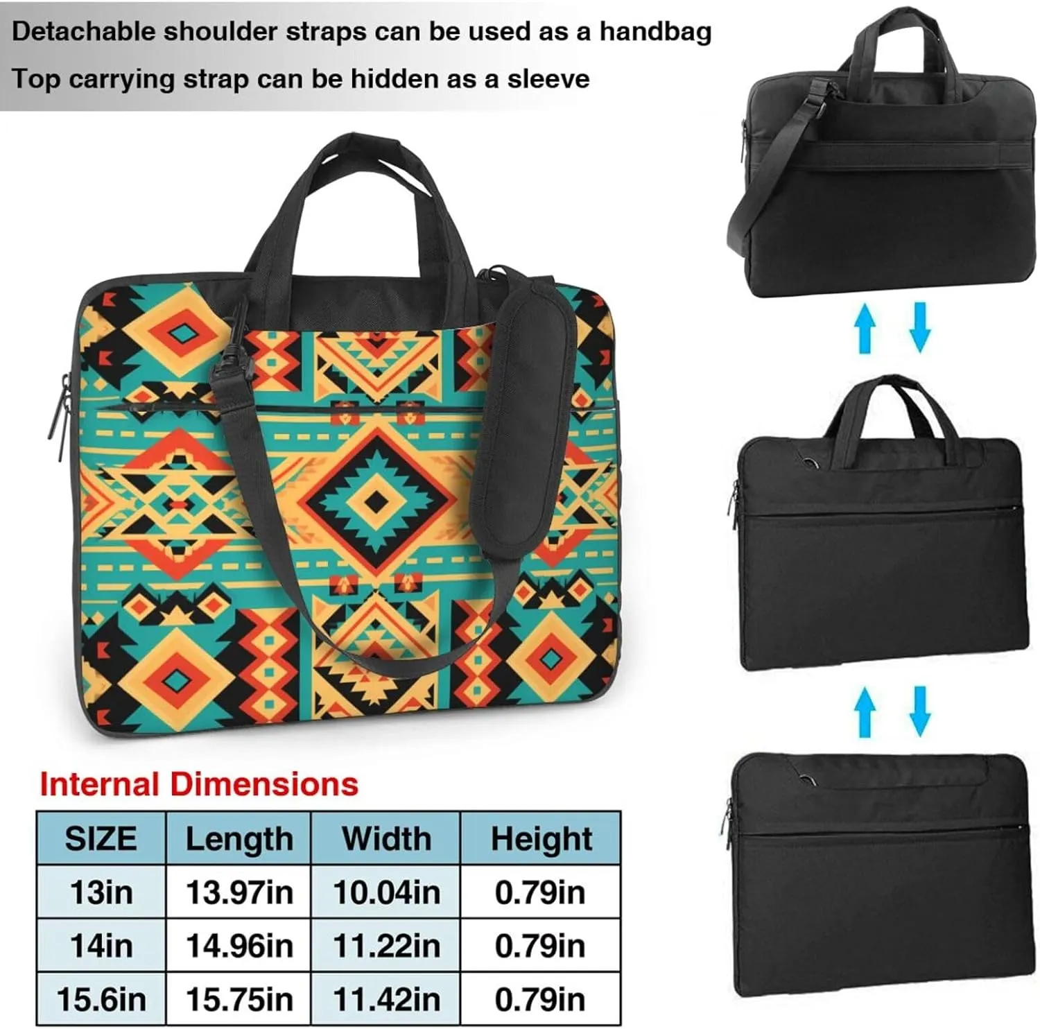 Laptop Case Bag Bohemian Vintage Aztec Print Briefcase Messenger Notebook Carrying Bag Case Sleeve For Women Men