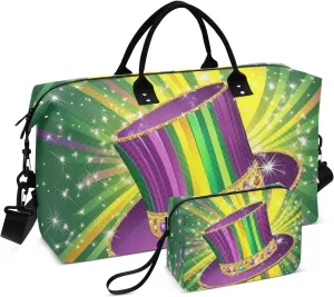 Large Bag Carry on Bag Gym Tote Bag with Toiletry Bag for Business Trips Multifunctional Mardi Gras Carnival Hats Hats