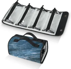 Large Capacity 4-in-1 Hanging Travel Toiletry Bag Storage Organizer With 4 Detachable Removable Zipper Clear Pouches Meteor Shower