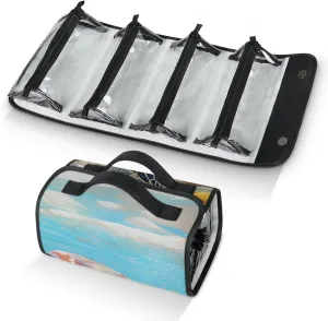 Large Capacity 4-in-1 Hanging Travel Toiletry Bag Storage Organizer With 4 Detachable Removable Zipper Clear Pouches Realistic Sea Turtle