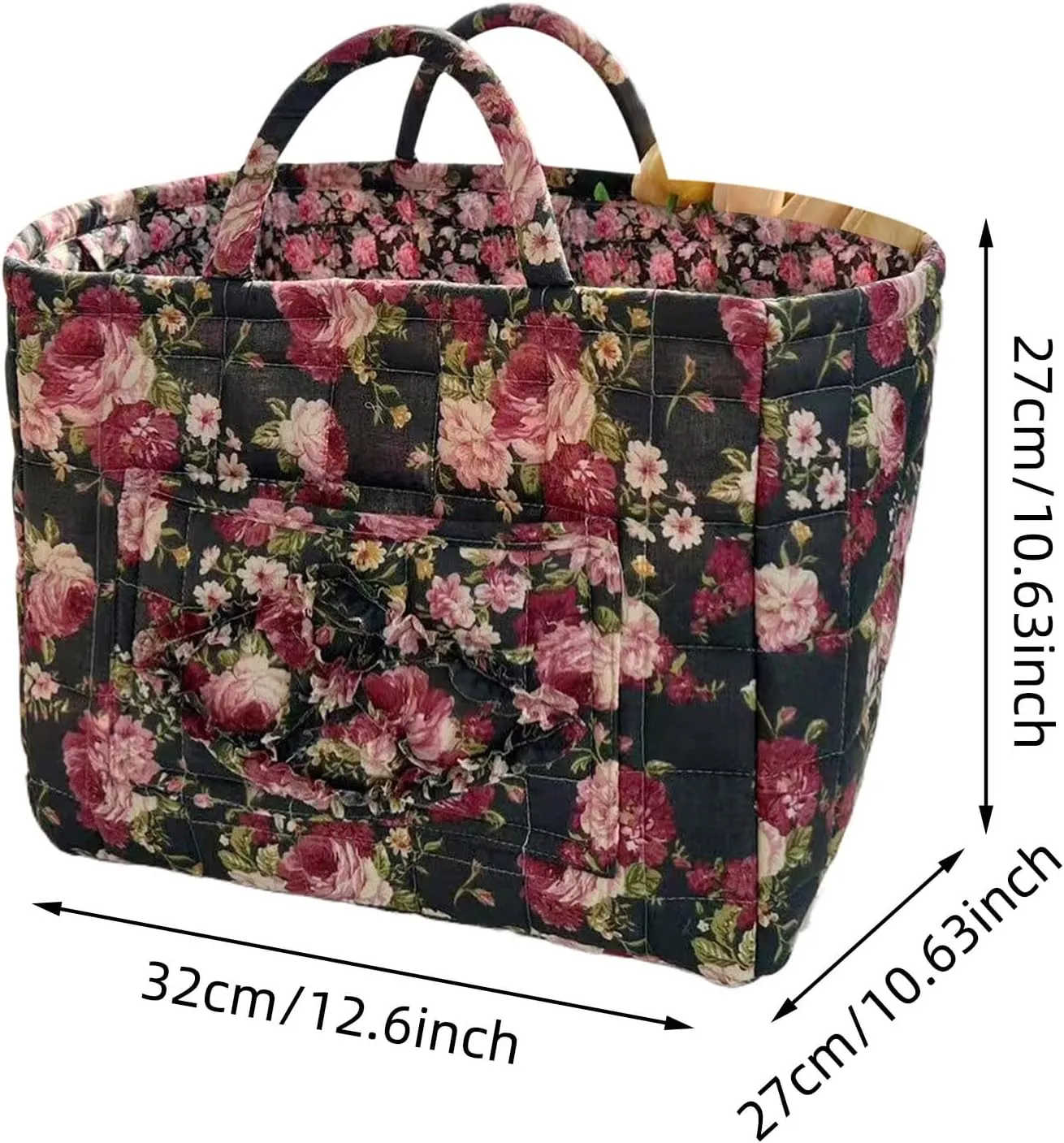 Large Capacity Toy Dresser, Bohemian Fabric Storage Basket, Durable Canvas Storage Box, Flower Laundry Basket, Small Portable Wardrobe with Handle and Shelf, Foldable Basket Wardrobe (D)