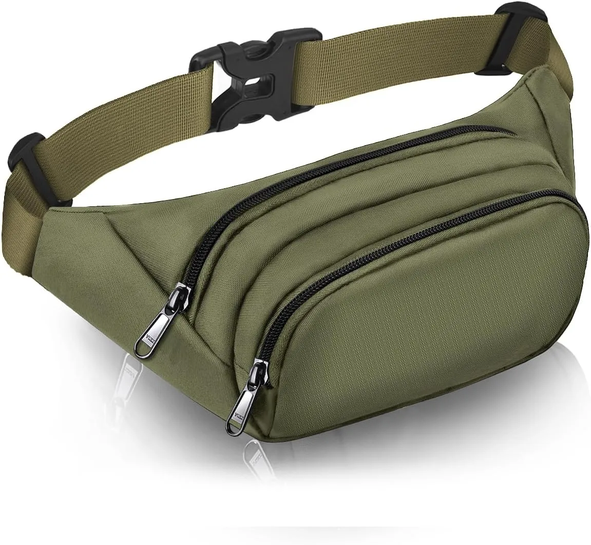 Large Fanny Pack for Women Men - Syican Waist bag with 3-Zipper Pockets, Gifts for Enjoy Sports Traveling Workout Casual Hands-Free crossbody bags Fits MAX 7.9'' iPad & 6.6'' Phone