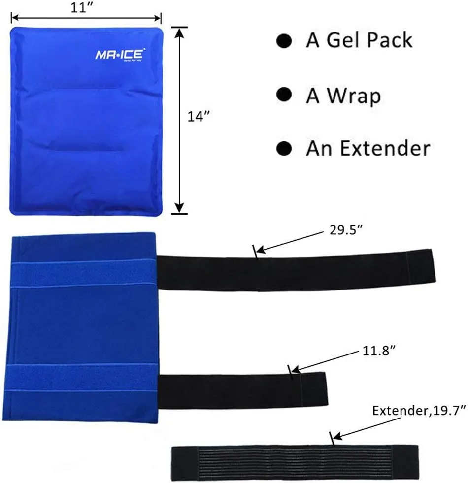 Large Gel Ice Pack Wrap - Ice Packs for Injuries Reusable Cold Pack Compress for Swelling, Sprains, Bruises - Large Hot and Cold Therapy for Hip, Back, Shoulder, Knee Replacement Surgery - 11" x 14"