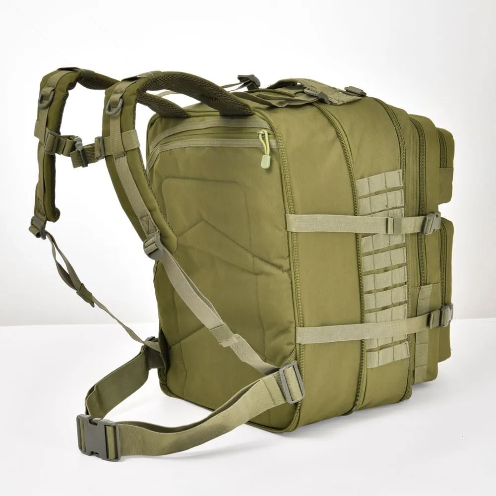 Large Tactical Backpack, Military Backpack, Molle Backpack, 45-64L Tactical Bag, Hiking Backpack. (3, Green)