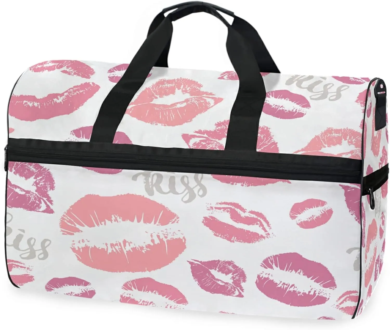 Large Travel Duffel Bag for Women Men Lip Pattern Sports Tote Gym Bag Shoulder Weekender Foldable Overnight Bags with Shoe Compartments, Lightweight