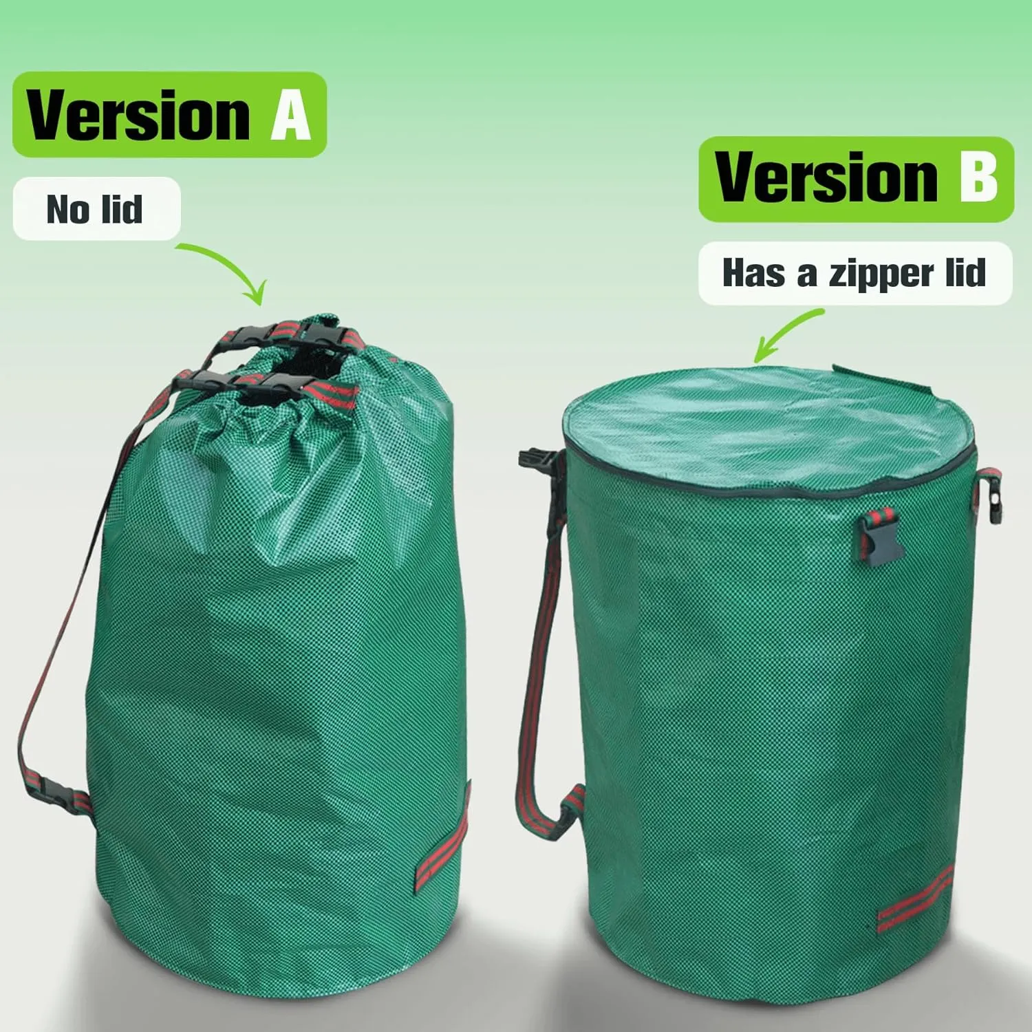 Leaf Collector Bag with Lid, Shoulder Strap, and Drawstring – Reusable Yard Garden Bag for Leaves and Lawn Trash, Perfect for Leaf Removal, Yard Clean-Up (Without lid, 48 Gallon)