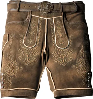 Lederhosen Men - Authentic Oktoberfest Costume for Men - Genuine Leather - Rusty Brown