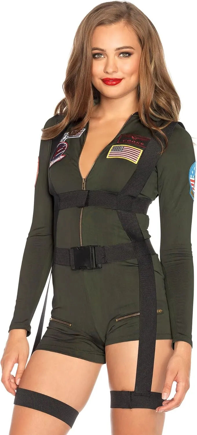 Leg Avenue Women's Top Gun Spandex Romper Costume