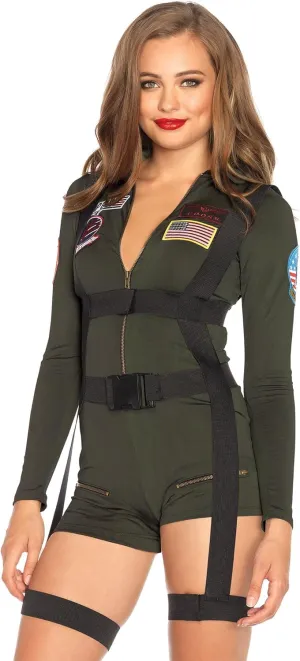 Leg Avenue Women's Top Gun Spandex Romper Costume