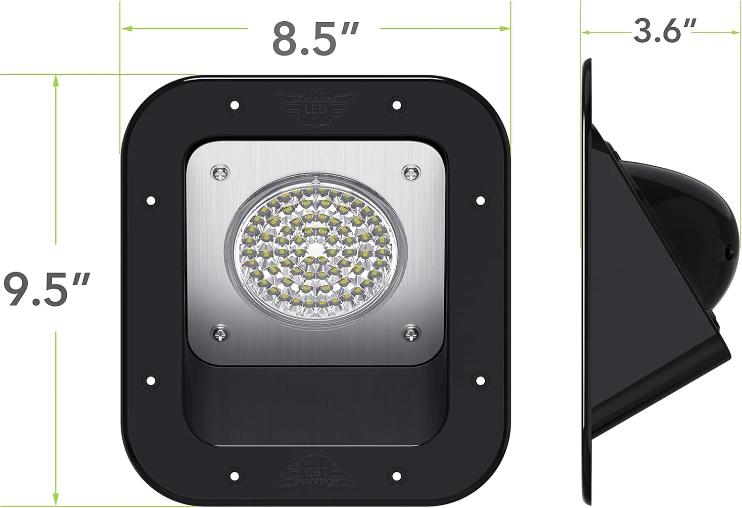 Leisure LED RV Exterior Flood Porch Utility Light - Black 12v 1100 Lumen Lighting Fixture Replacement Lighting for Weekend Warrior RVs, Trailers, Campers, 5th Wheels (Black)