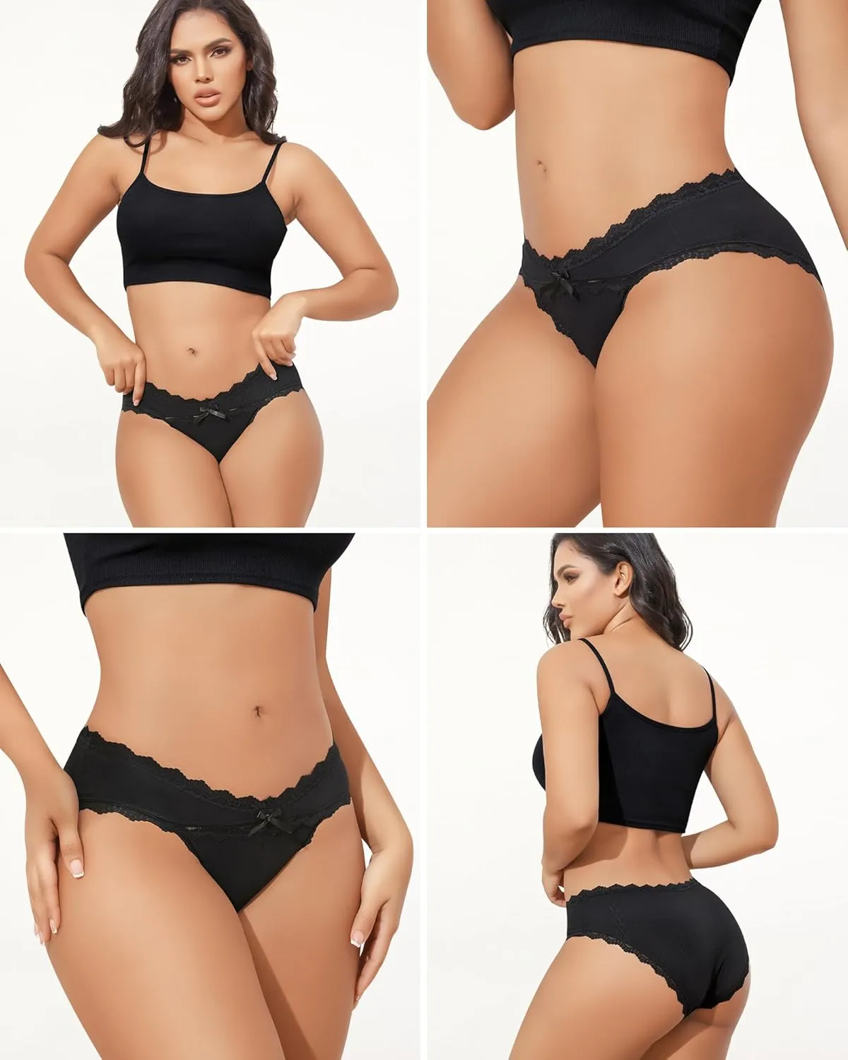 LEVAO Womens Underwear Cotton Cheeky Bikini Panties Lace Stretch Hipster Ladies Briefs Multipack S-XXL
