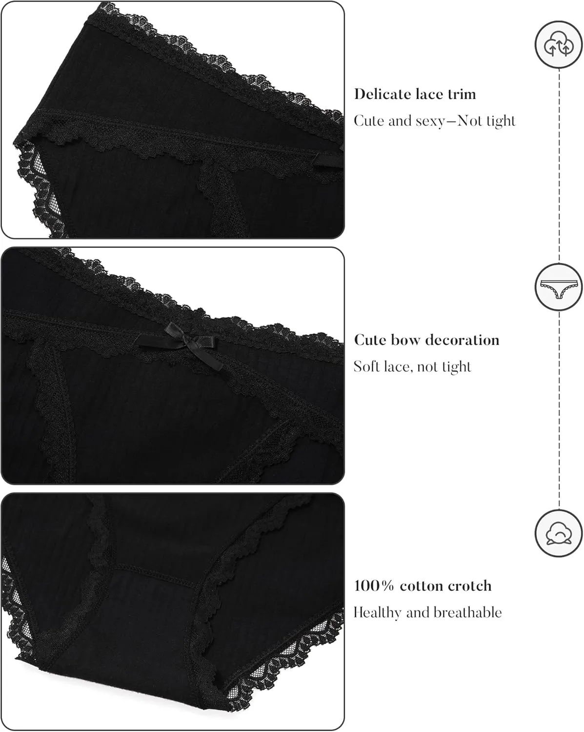 LEVAO Womens Underwear Cotton Cheeky Bikini Panties Lace Stretch Hipster Ladies Briefs Multipack S-XXL