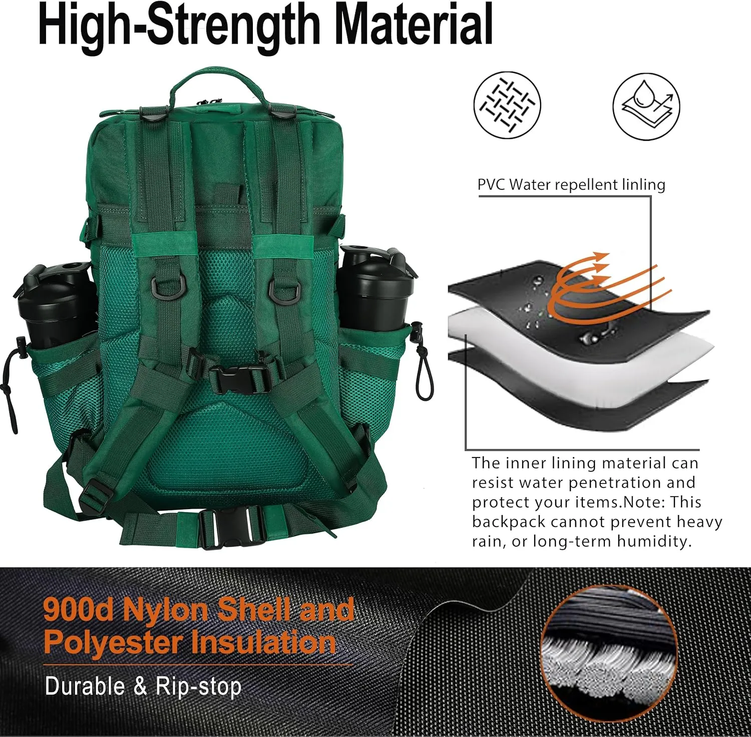LHI Tactical Military Backpack for Men 25L/45L Large Molle Army Assault Pack 3 Day Hiking Rucksack With Bottle Holder