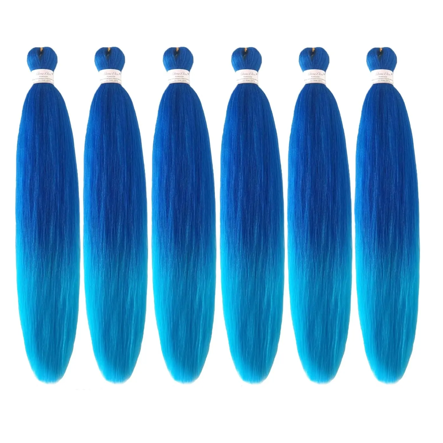 Liang Dian Pre-Stretched Braiding Hair 30 Inch 6 packs Hot Water Setting Synthetic Hair Crochet Braiding Hair Extension(Dark Blue/Light Blue)