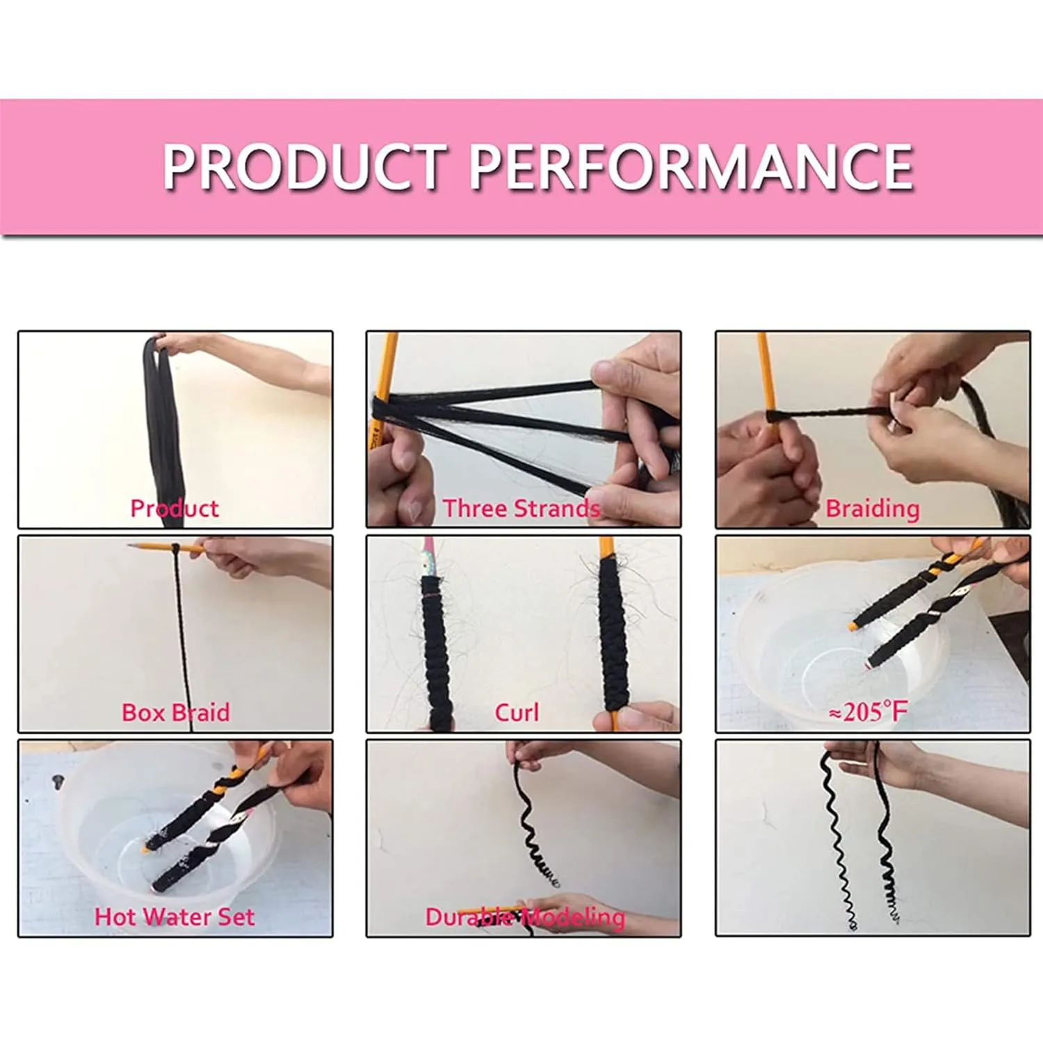 Liang Dian Pre-Stretched Braiding Hair 30 Inch 6 packs Hot Water Setting Synthetic Hair Crochet Braiding Hair Extension(Dark Blue/Light Blue)