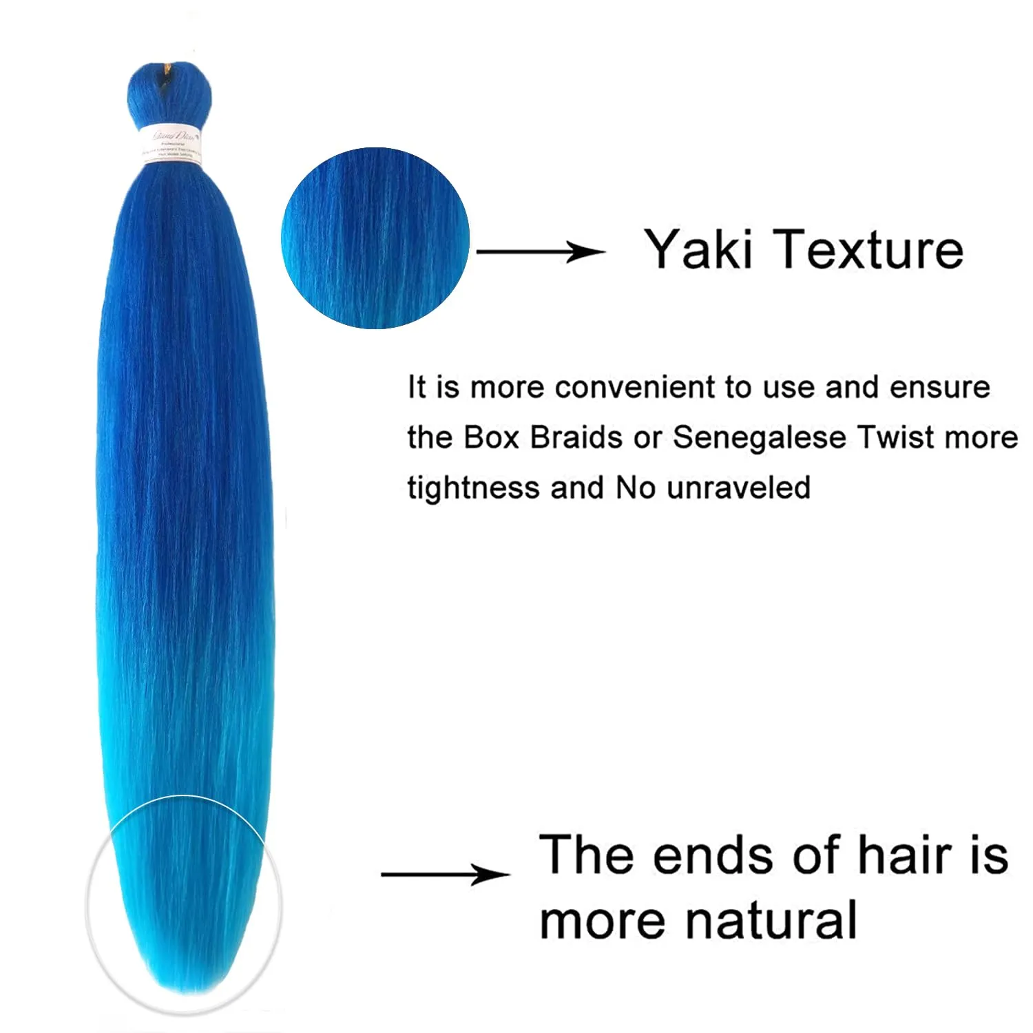 Liang Dian Pre-Stretched Braiding Hair 30 Inch 6 packs Hot Water Setting Synthetic Hair Crochet Braiding Hair Extension(Dark Blue/Light Blue)