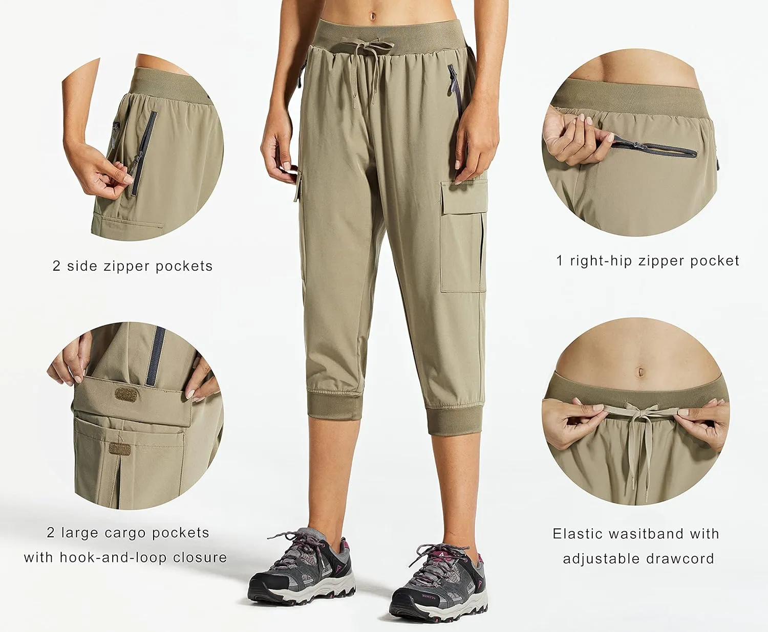 Libin Women's Cargo Capri Pants Hiking Cropped Pants Lightweight Quick Dry Joggers Athletic Workout Casual Outdoor Shorts