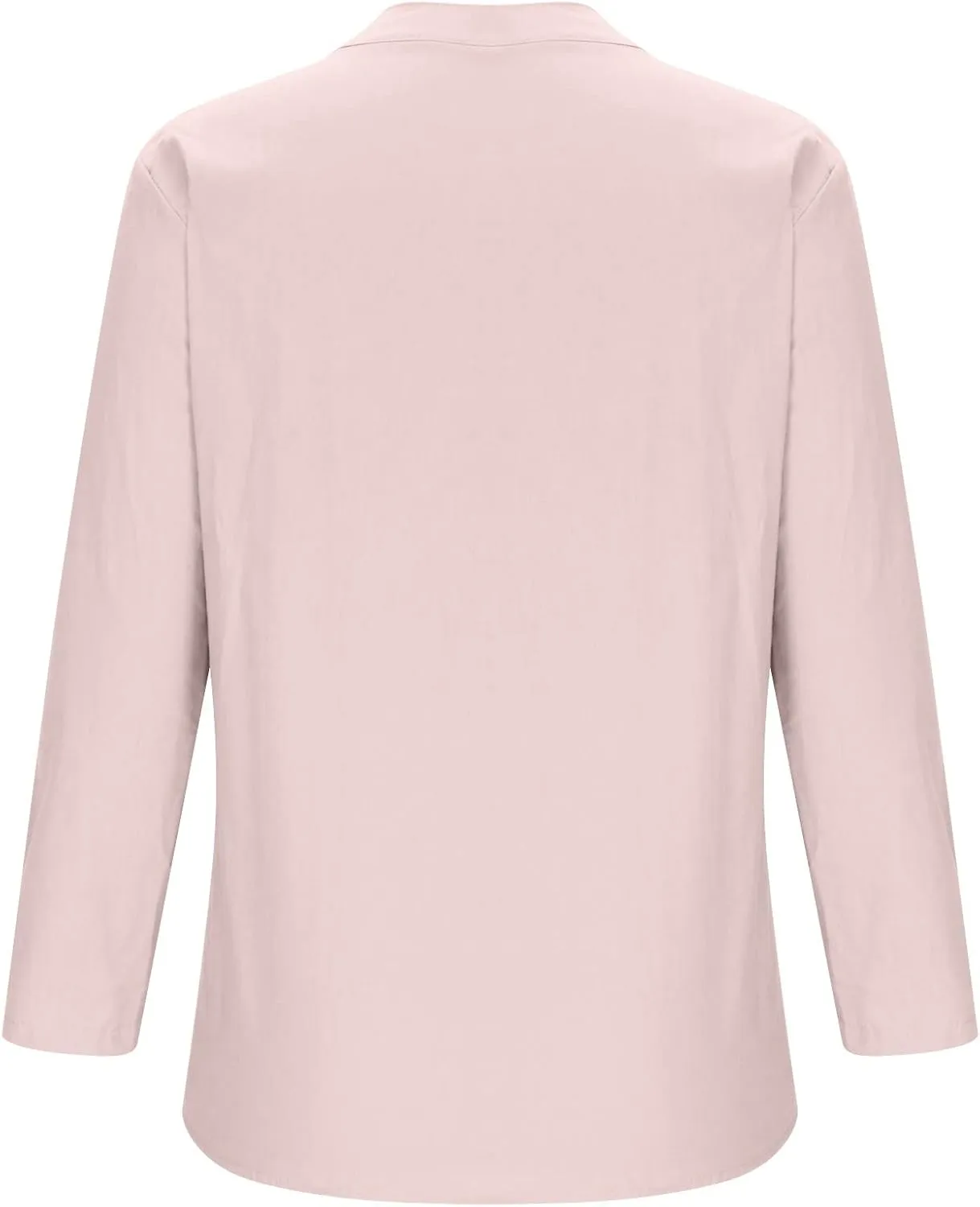 Linen Button Up Shirts for Women Plus Size Long Sleeve v Neck Summer Tops Loose Fit Dressy Casual Solid Blouses