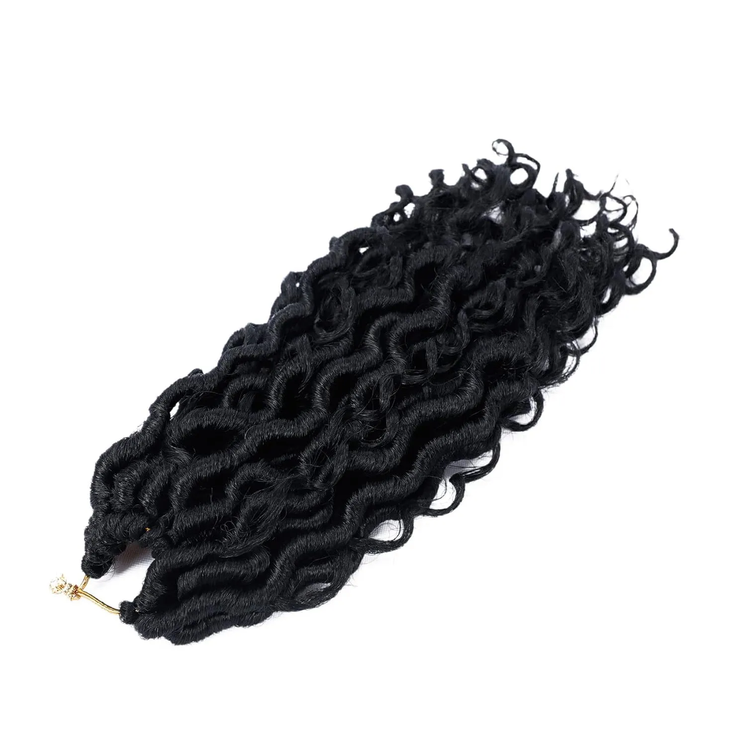 LIYATE Goddess Locs Crochet Hair 12 Inch 6 Packs Faux Locs Crochet Hair for Black Women Pre Looped Soft River Locs Crochet Braids with Curls Boho Hippie Loc Synthetic Hair Extensions(1B)