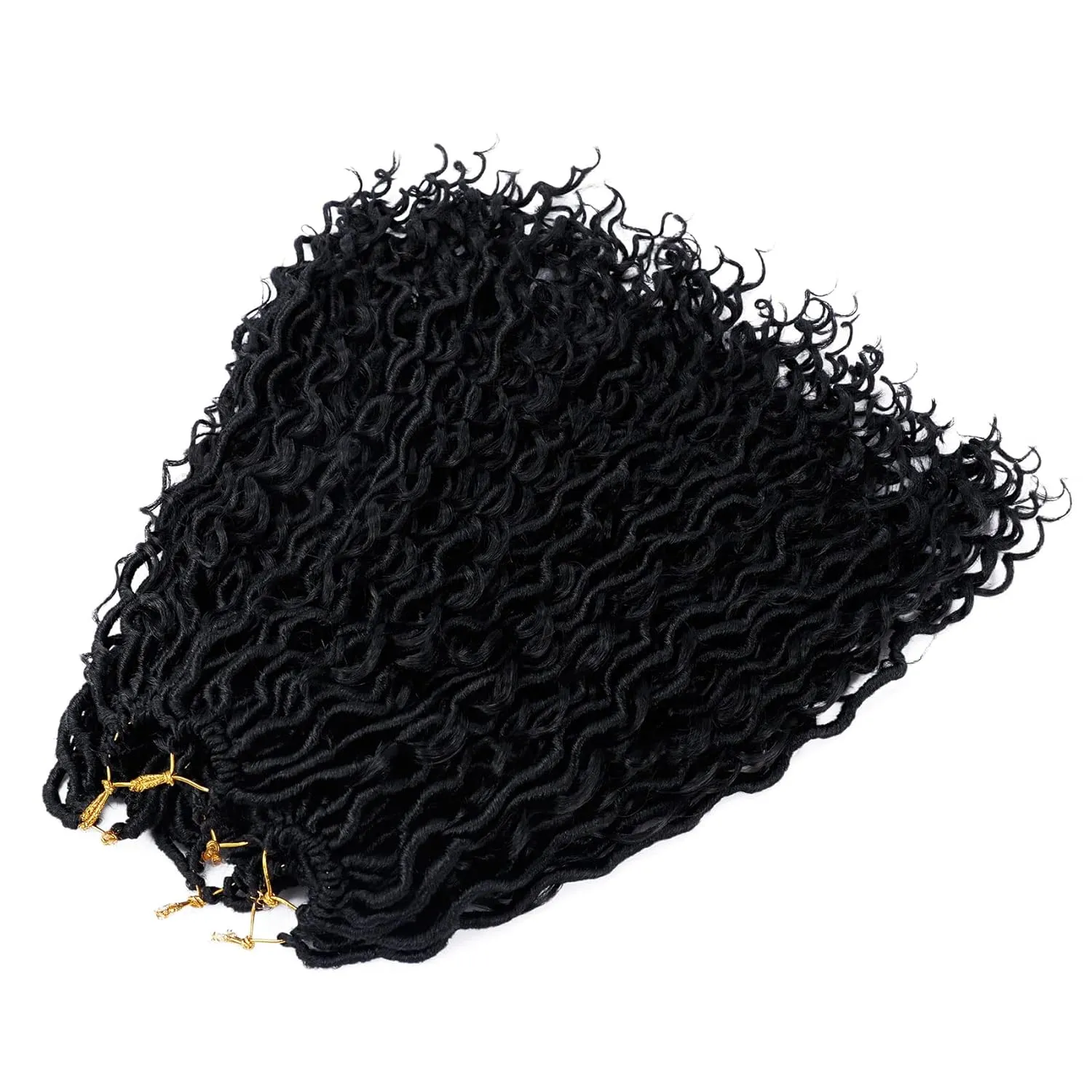 LIYATE Goddess Locs Crochet Hair 12 Inch 6 Packs Faux Locs Crochet Hair for Black Women Pre Looped Soft River Locs Crochet Braids with Curls Boho Hippie Loc Synthetic Hair Extensions(1B)