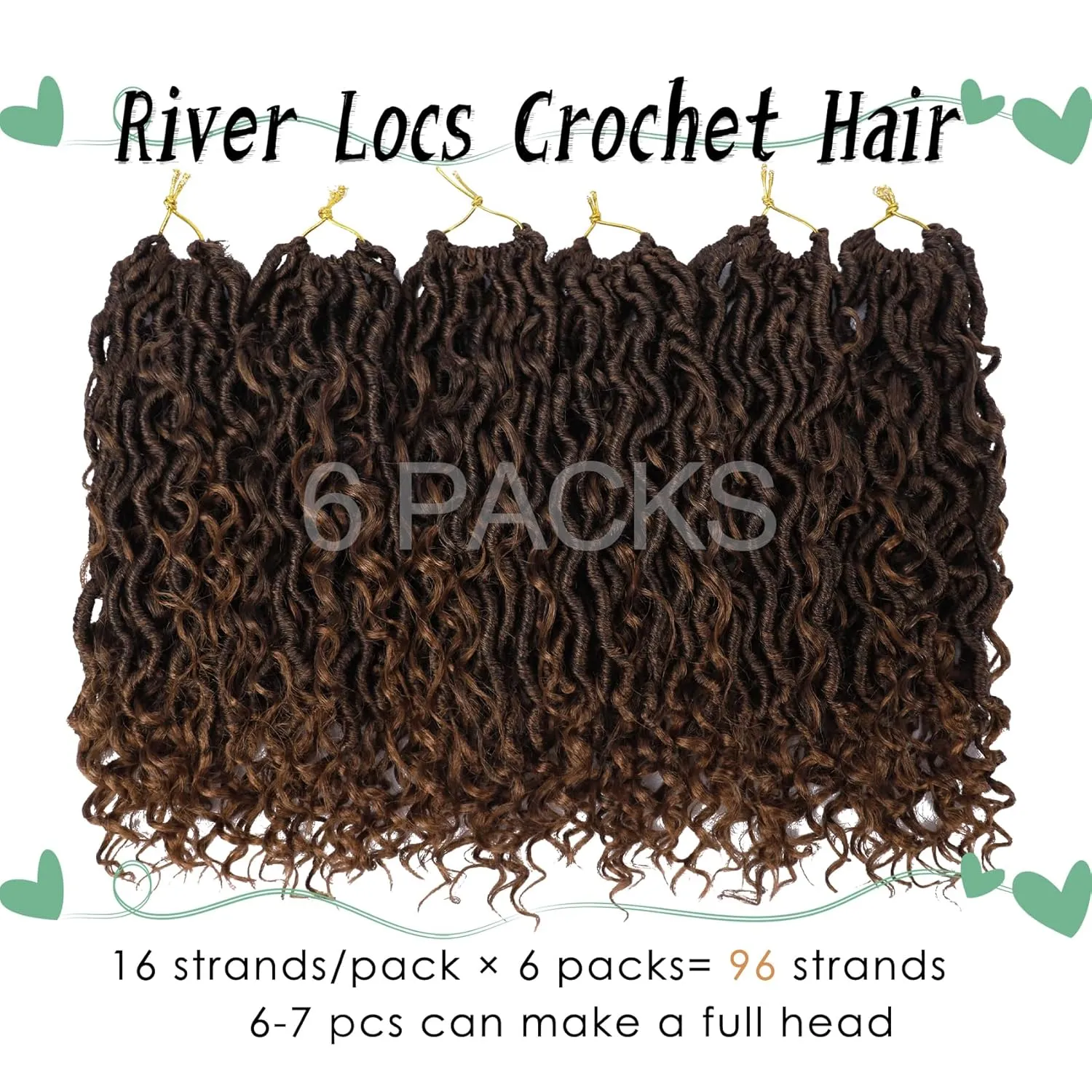 LIYATE Goddess Locs Crochet Hair 12 Inch 6 Packs Faux Locs Crochet Hair for Black Women Pre Looped Soft River Locs Crochet Braids with Curly Hair Bohemian Hippie Locs Hair Extensions(T1B/30)
