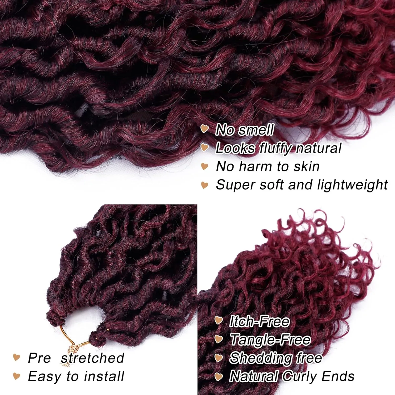 LIYATE Goddess Locs Crochet Hair 12 Inch 6 Packs Faux Locs Crochet Hair for Black Women Pre Looped Soft River Locs Crochet Braids with Curly Hair Bohemian Hippie Locs Hair Extensions(T1B/Bug)