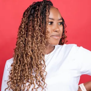 LIYATE Goddess Locs Crochet Hair 12 Inch 6 Packs Faux Locs Crochet Hair for Black Women Pre Looped Soft River Locs Crochet Braids with Curly Hair Boho Hippie Locs Hair Extensions(T1B/30/27)