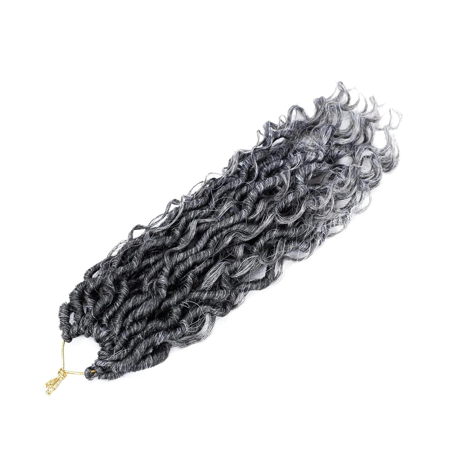 LIYATE Goddess Locs Crochet Hair 12 Inch 6 Packs Faux Locs Grey Crochet Hair for Black Women Pre Looped Soft River Locs Crochet Braids with Curly Bohemian Hair Extensions(T1B/Gray)