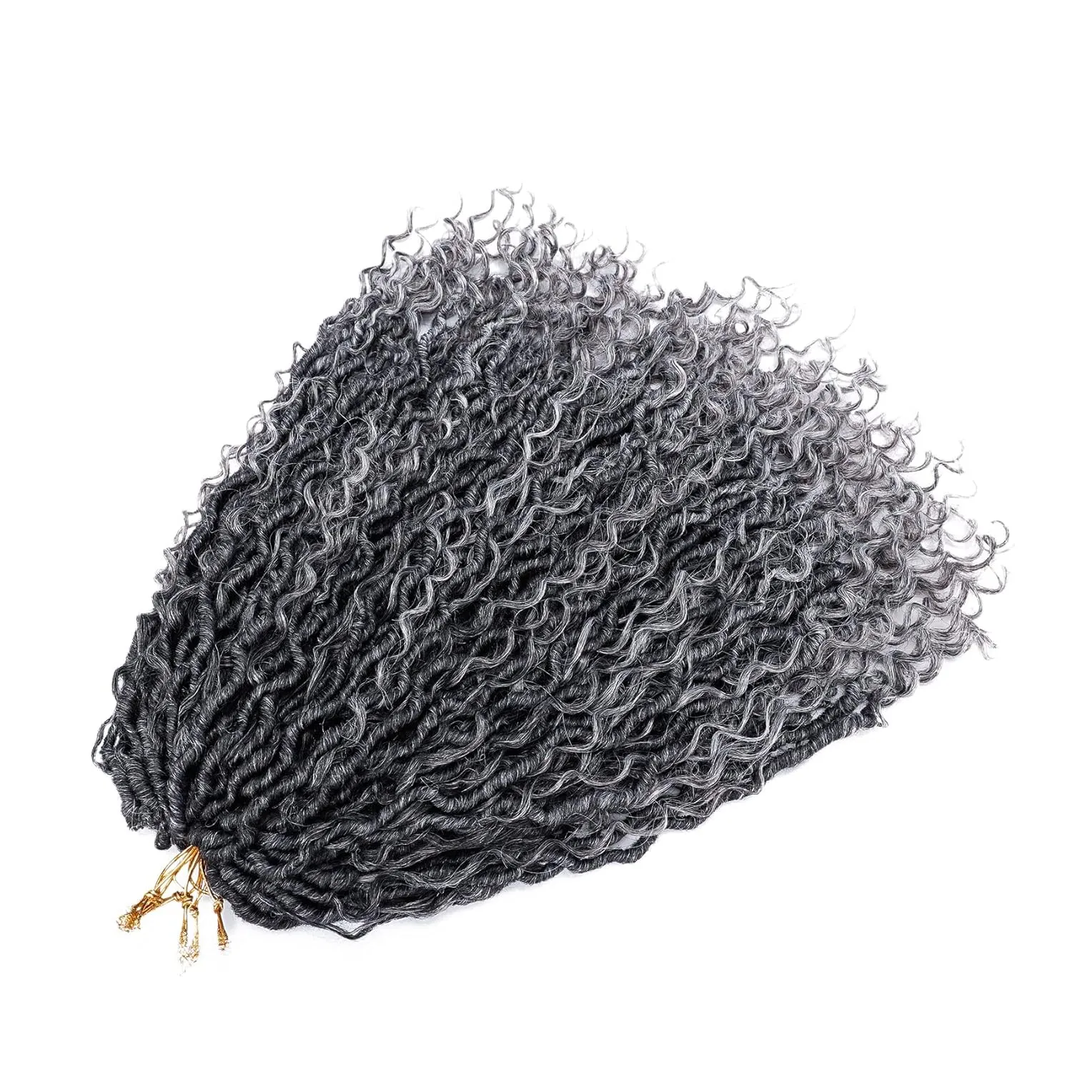 LIYATE Goddess Locs Crochet Hair 12 Inch 6 Packs Faux Locs Grey Crochet Hair for Black Women Pre Looped Soft River Locs Crochet Braids with Curly Bohemian Hair Extensions(T1B/Gray)