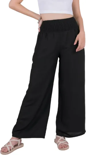 LOFBAZ Women Flowy Palazzo Wide Leg Pants Rayon Harem Boho Clothes Hippie Beach Bohemian Pant Loose Lounge Clothing