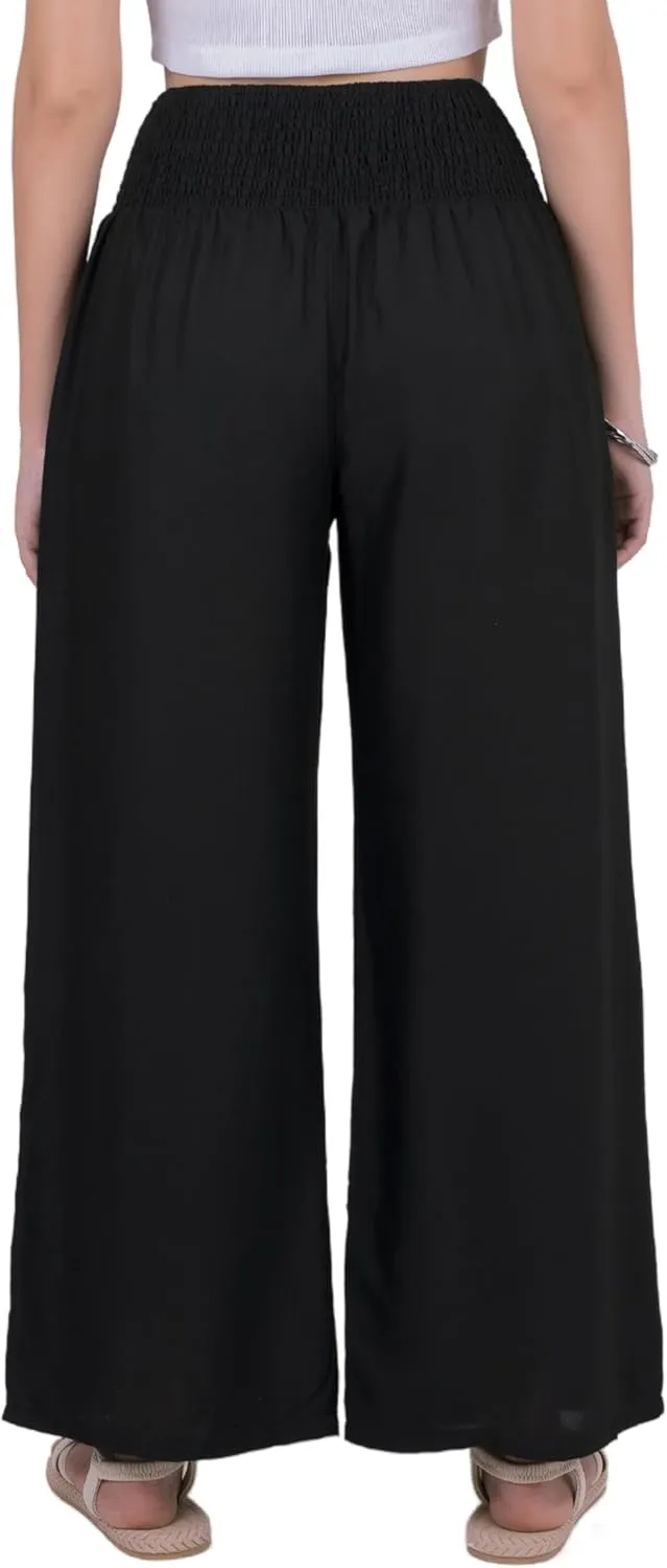 LOFBAZ Women Flowy Palazzo Wide Leg Pants Rayon Harem Boho Clothes Hippie Beach Bohemian Pant Loose Lounge Clothing