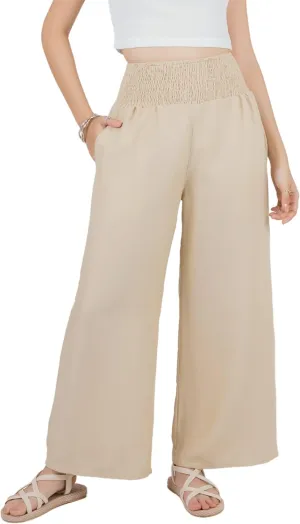 LOFBAZ Women Flowy Palazzo Wide Leg Pants Rayon Harem Boho Clothes Hippie Beach Bohemian Pant Loose Lounge Clothing