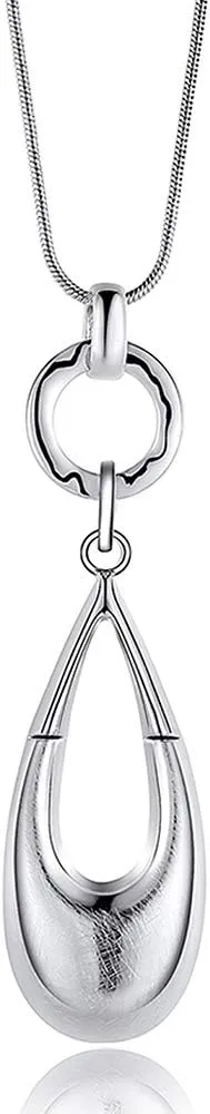 Long Necklaces for Women Waterdrop Pendant Sweater Layered Y Statement Bohemian Silver Chain Necklace with Gifts Box Jewelry