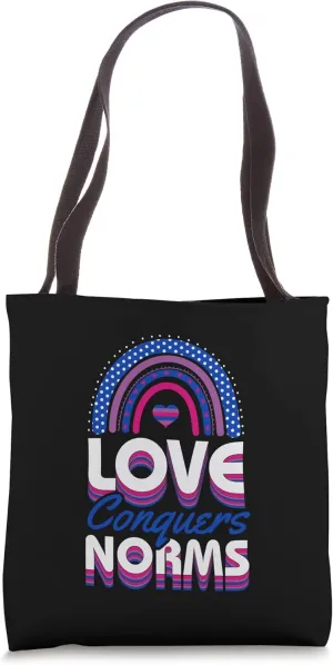 Love Conquers Norms Bisexual Pride Boho Bohemian Rainbow Tote Bag