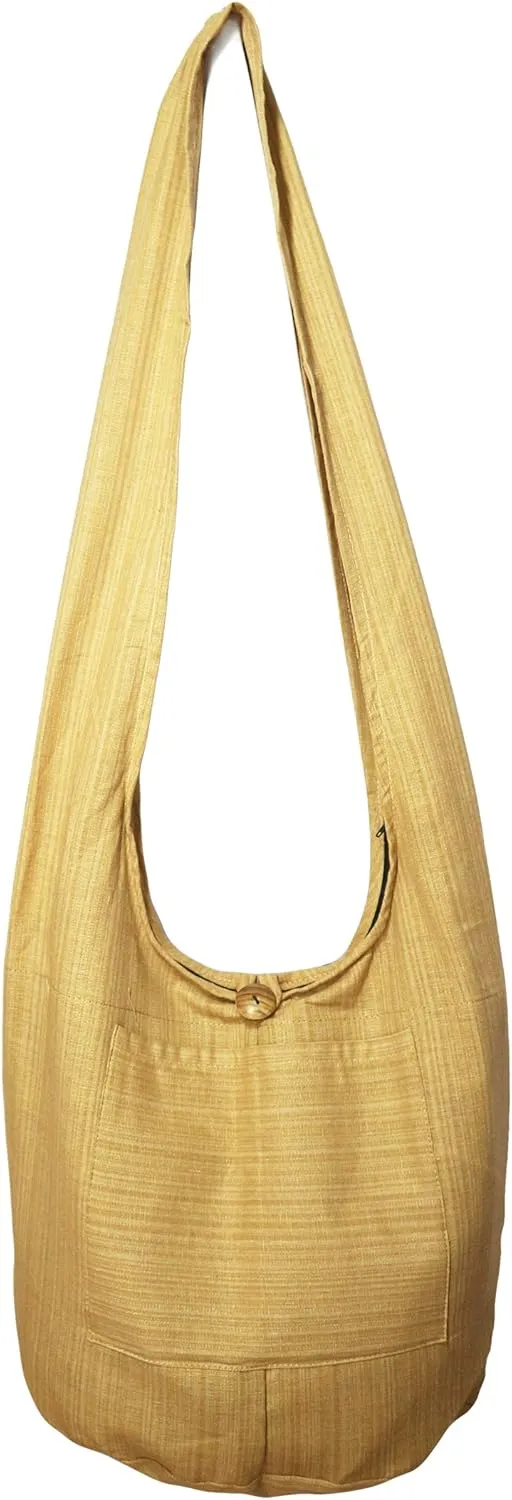 Lovely Creations Hobo Bohemian Sling Crossbody Shoulder Bag Hippie Gypsy Zip on Top Bag and Front Pocket