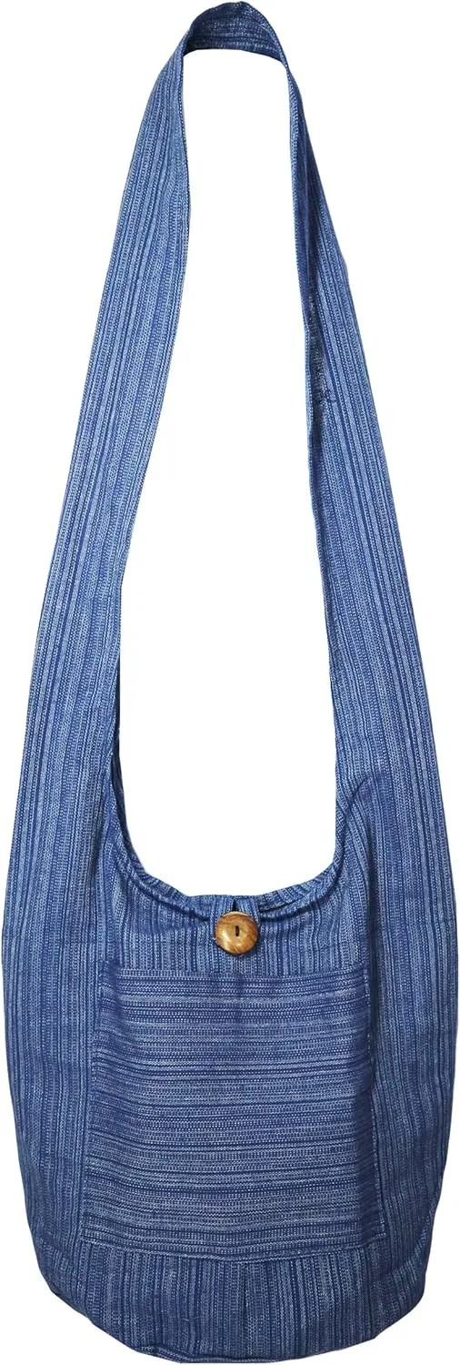 Lovely Creations Hobo Bohemian Sling Crossbody Shoulder Bag Hippie Gypsy Zip on Top Bag and Front Pocket
