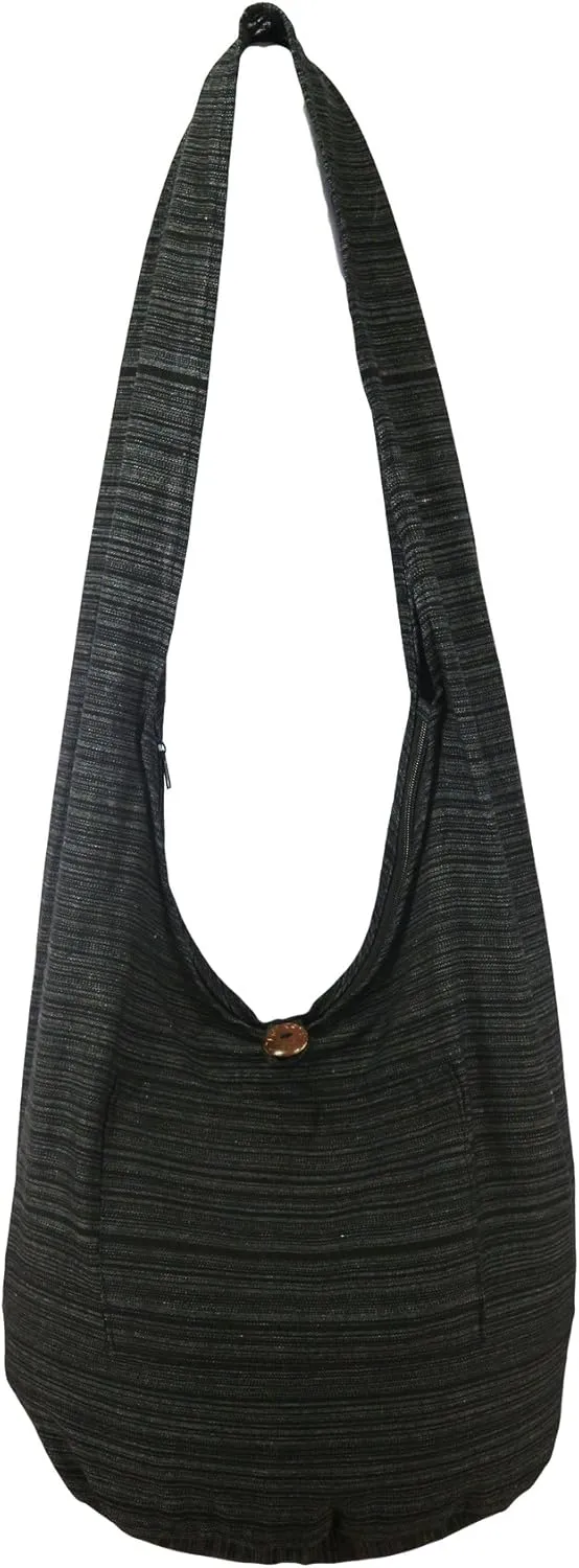 Lovely Creations Hobo Bohemian Sling Crossbody Shoulder Bag Hippie Gypsy Zip on Top Bag and Front Pocket