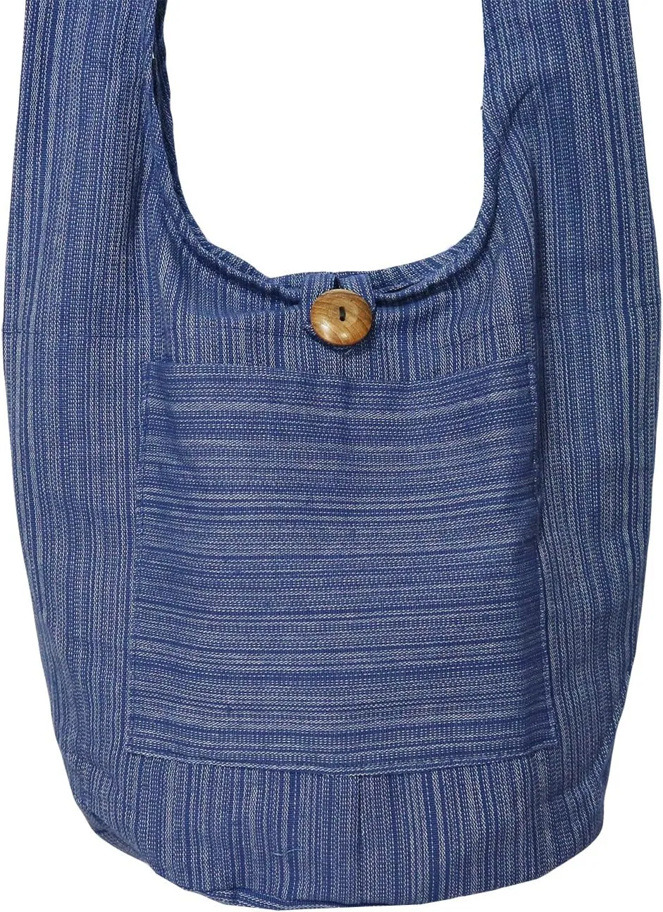 Lovely Creations Hobo Bohemian Sling Crossbody Shoulder Bag Hippie Gypsy Zip on Top Bag and Front Pocket