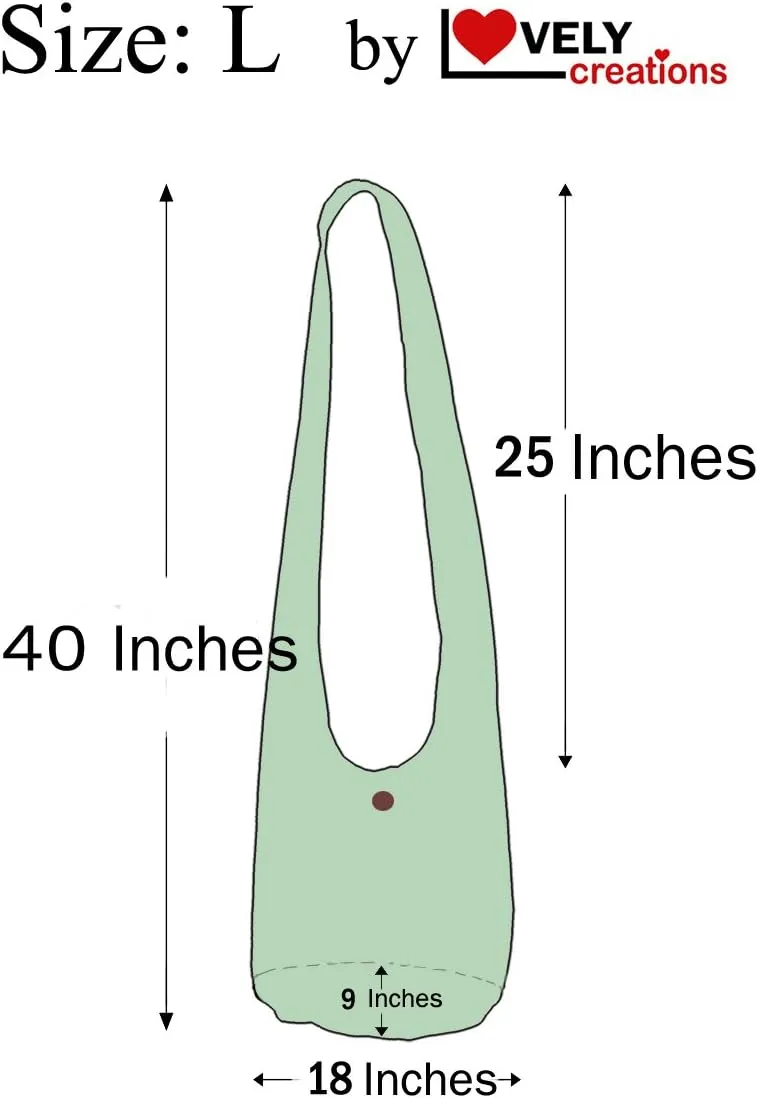 Lovely Creations Hobo Bohemian Sling Crossbody Shoulder Bag Hippie Gypsy Zip on Top Bag and Front Pocket